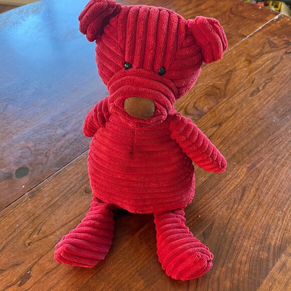 Jellycat Red Corduroy‎ Plush Bear 12" Soft Toy For Kids & Collectors - Picture 1 of 6